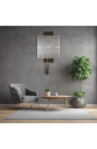 3637 S Ahşap Köşeli Sarkaçlı Duvar Saati