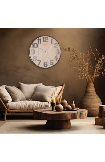3646 ES  Metal / Ahşap 62 cm. Duvar Saati