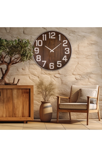 3646 VS  Metal / Ahşap 62 cm. Duvar Saati