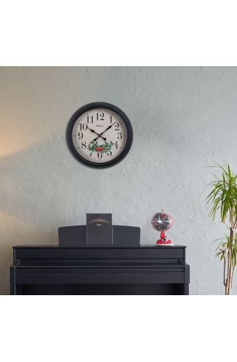 4400 B2 Çiçek Desenli Metal Duvar Saati