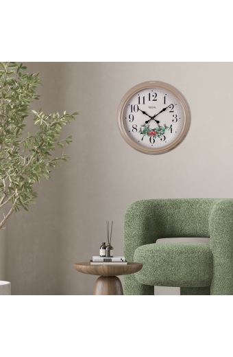 4400 E2 Çiçek Desenli Metal Duvar Saati