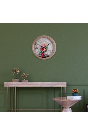 4400 E3 Çiçek Desenli Metal Duvar Saati