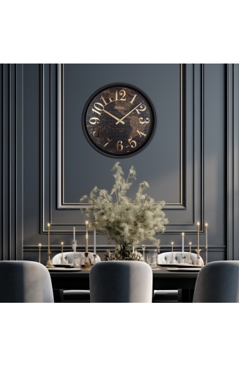 4510 BB Dünya Haritalı Eskitme Metal Duvar Saati