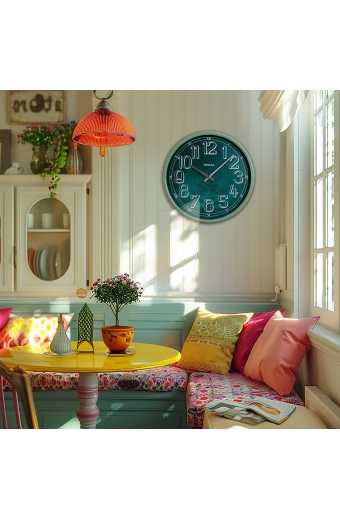 4510 HH Eskitme Yeşil Metal Duvar Saati