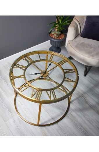 T 2688 G İskelet Saatli Ferforje Yan Sehpa 76 cm.