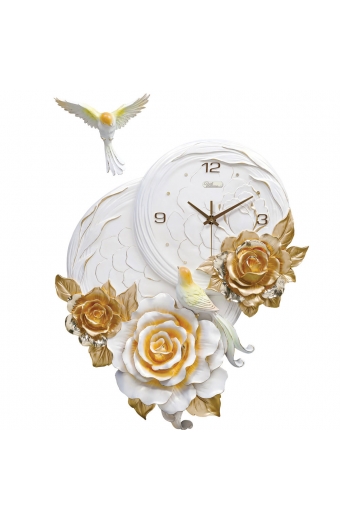 1011 G Kabartma Çiçek Desenli Duvar Saati