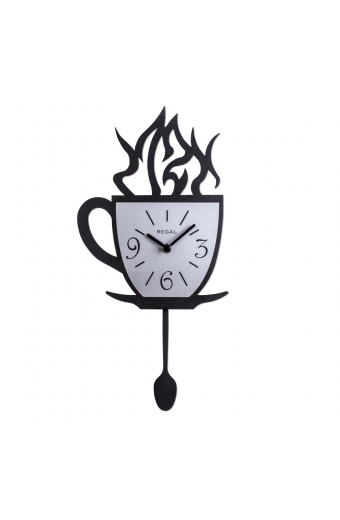 1157 B Lazer Kesim Kahve Fincanı Sarkaçlı Duvar Saati