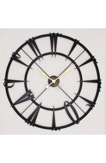 2617 BB Ferforje 79cm. Türk Rakamı Siyah İskelet Saat