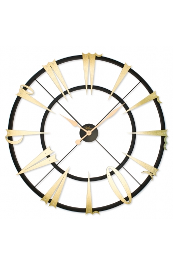 2617 BG Ferforje 79cm. Türk Rakamı Siyah/Altın Renk İskelet Saat