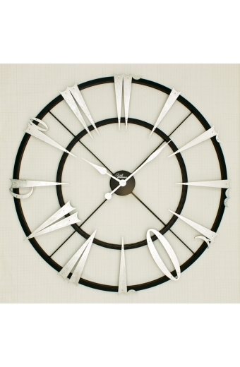 2617 BS Ferforje 79cm. Türk Rakamı Siyah/Gümüş Renk İskelet Saat