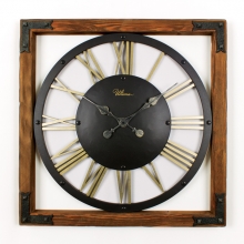 2696 ABG Aged Wooden And Rustic Metal Wall Clock