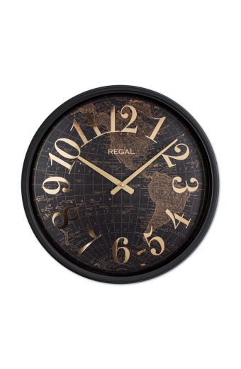 4510 BB Dünya Haritalı Eskitme Metal Duvar Saati