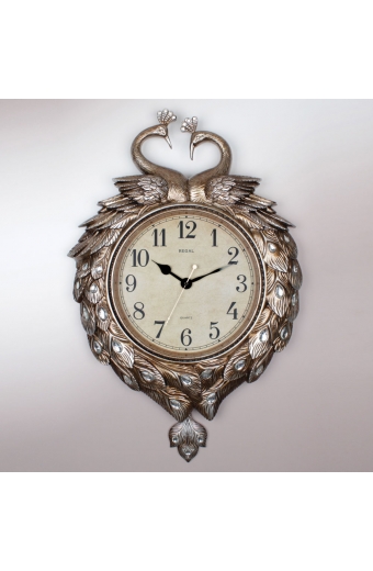 8226 SI Büyük Boy Tavus Desenli Sarkaçlı Duvar Saati