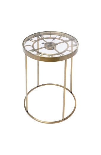 T 2654 G İskelet Saatli Ferforje Yan Sehpa 42 cm.